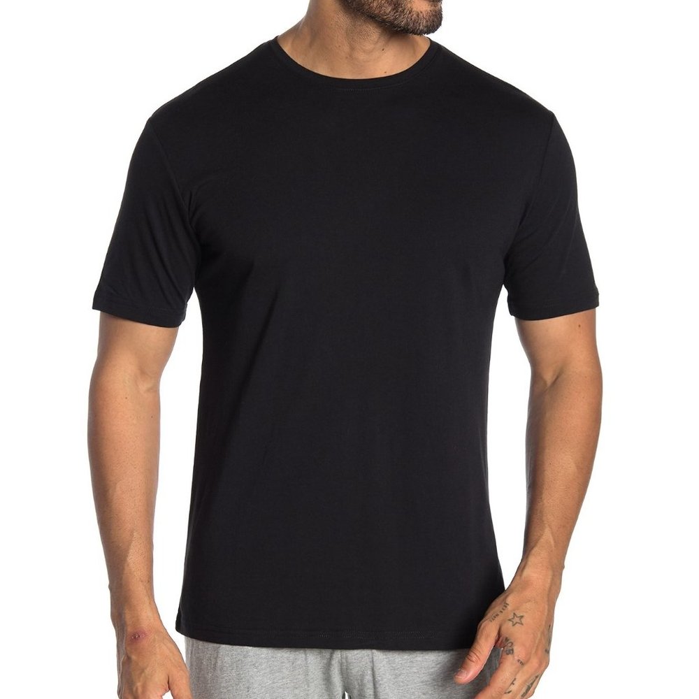 Slate & Stone Men's Pierre Cotton Blend SS Crew T-Shirt Solid Black 2XL $78 NWT